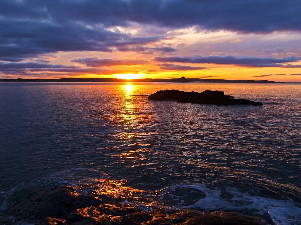 Beach in Cornwall during sunset